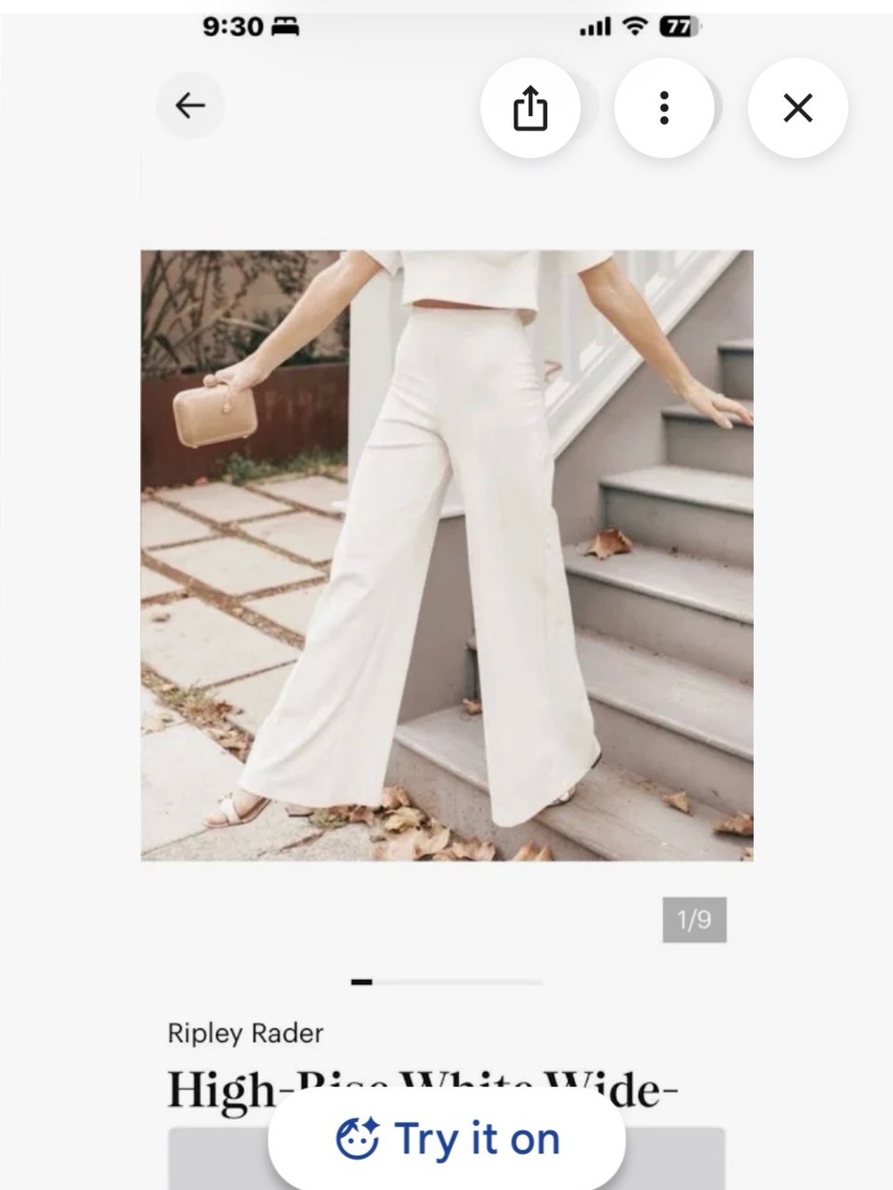 High-Rise Wide Leg Pants in Off-White by